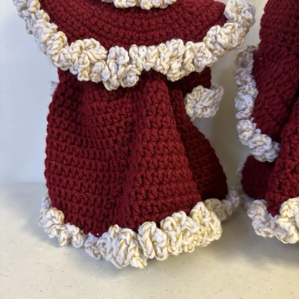 Set Of Santa Mr And Mrs.‎ Claus Standing Christmas Doll Decorations Crochet